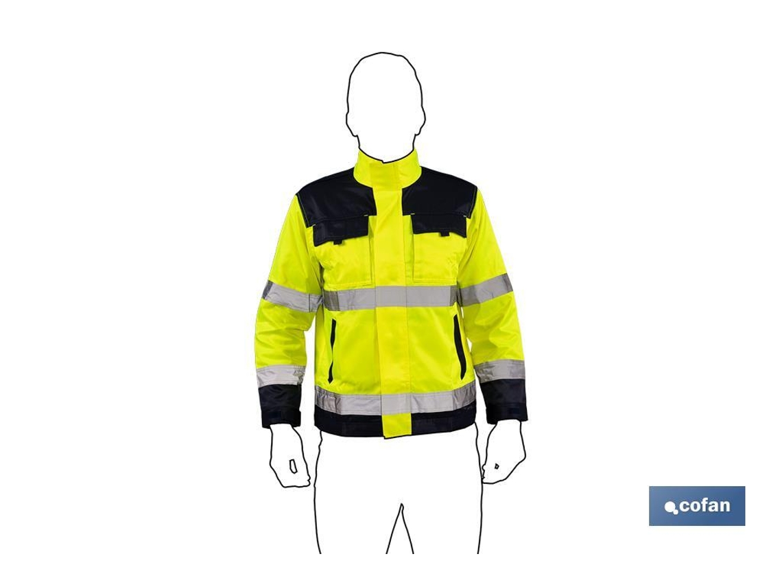 Casaco COFAN de Alta Visibilidade Talhas Desde a S Até a XXXL Amarelo e Azul Marinho