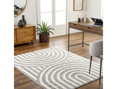Tapete LIVABLISS Shaggy Moderno Cinza Escuro/Branco 200x275