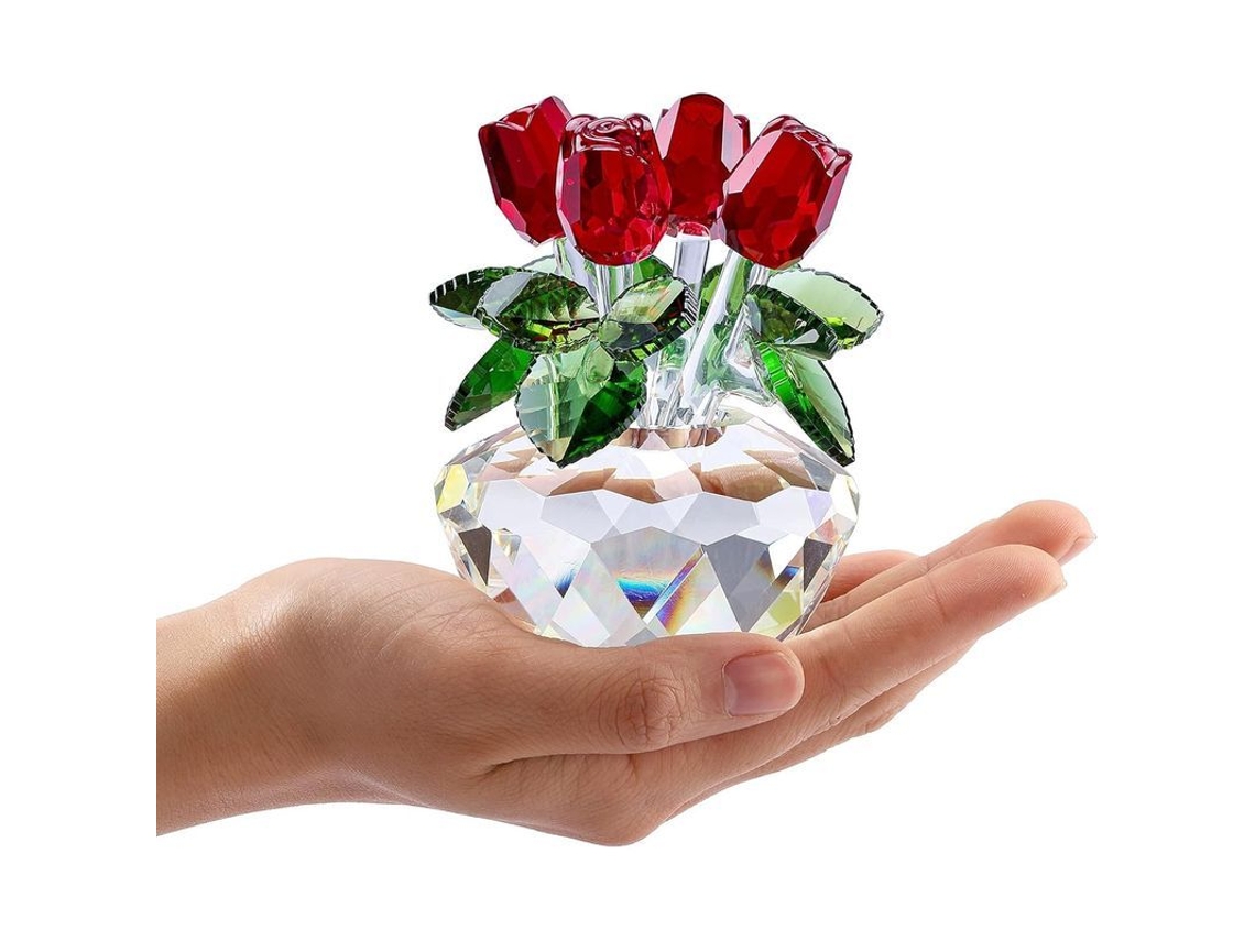 Decoración De Rosa De Cristal Con Caja Regalo Para Hogar Madre Pareja Navidad San Valentín