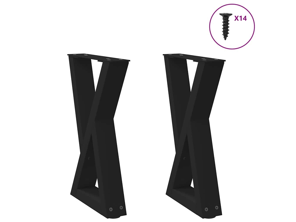Vidaxl Pés Para Mesa De Centro 2 Peças Preto 38x(42-43,3) Cm Aço