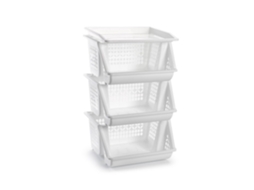 Arrumação de Legumes Empilhável Plft em Branco 3 Cestos ACAN (36x57x29 cm)