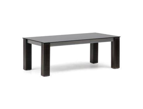 Mesa de Centro 110X60X42Cm Vidro Preto e Pernas Revestidas a Pele com Costura em Contraste MUEBLES STOCK