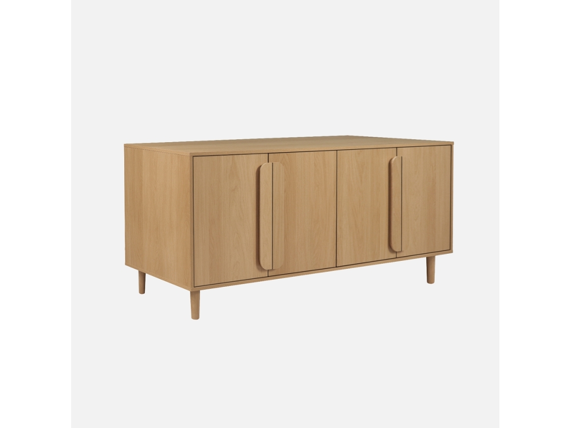 Aparador Vintage Efeito Madeira Em 4 Portas, 150cm, Carvalho Sweeek