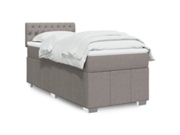 Vidaxl Cama Com Molas/colchão 90x200 Cm Tecido Castanho-acinzentado