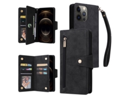 Capa Rebites Para Iphone 12 Pro Max Pele Sintética Preto
