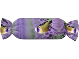 Almofada Cilíndrica Formato de Doce com Estampa Floral Lilás 100 % Poliéster Ideal para Viagens, Casa e