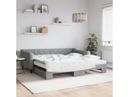 Sofá cama con cajón y colchones 100x200cm Tela gris claro