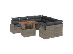 Conjunto 9 Sofá De Jardim Vidaxl Cinzento Vime Pe (100 X 55 X 73 Cm)
