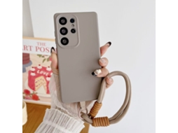 Ryi_pulseira De Silicone Macia Com Proteção Fosca À Prova De Choque, Cor Doce, Compatível Com S22 S24 Ultra Plus, Capa Para Celular Cinza Claro