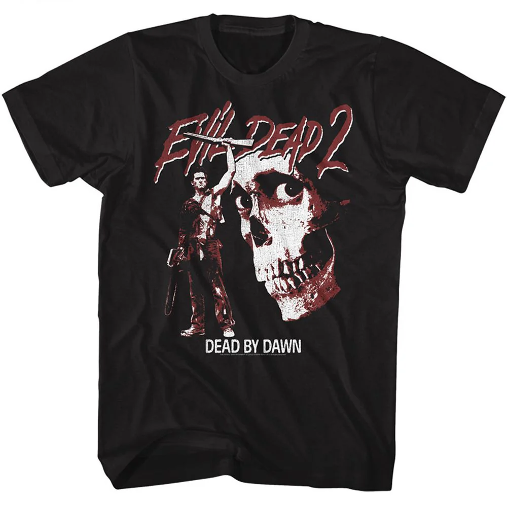 Unisex Adult T-shirt Rockinstone Evil Dead Ash And Skull Black Sizexl