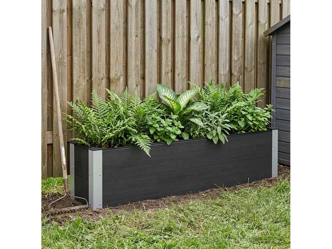 Vidaxl Canteiro De Jardim Elevado Preto 150 X 30 X 36 Cm