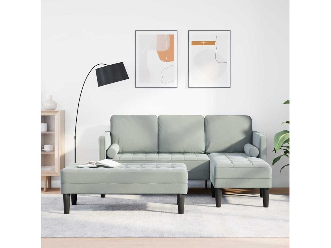 Vidaxl Conjunto De Sofás Com Almofada 2 Pcs Cinzento-claro Poliéster