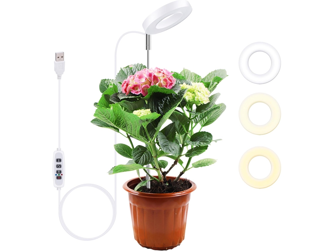 Luz Crescimento Plantas Led Timer 3/9/12h, Altura Ajustável 17 61,5cm, Usb, Baixo Consumo, Uso Interior ZYBLSSBB