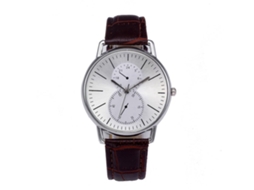 Relógio de quartzo unissex com pulseira ajustável, estilo casual simples (base branca, pulseira marrom)
