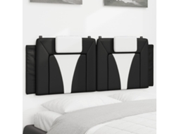 Vidaxl Almofadão De Cabeceira Viana 137 Cm Couro Artificial Preto E Branco