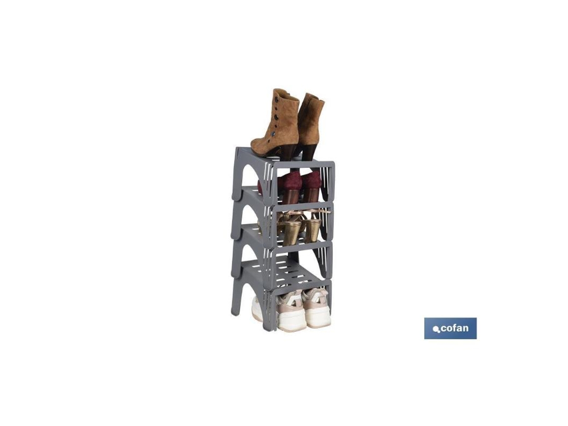 Pack De 4 Organizadores De Zapatos Color Gris 26 X 26 X 19 Cm Cofan