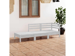 Vidaxl 3 Pcs Conjunto Lounge De Jardim Pinho Maciço Branco