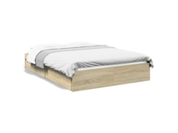 Bed Frame, Bed Frames Vidaxl Marrom Madeira Processada (140 X 190 Cm)