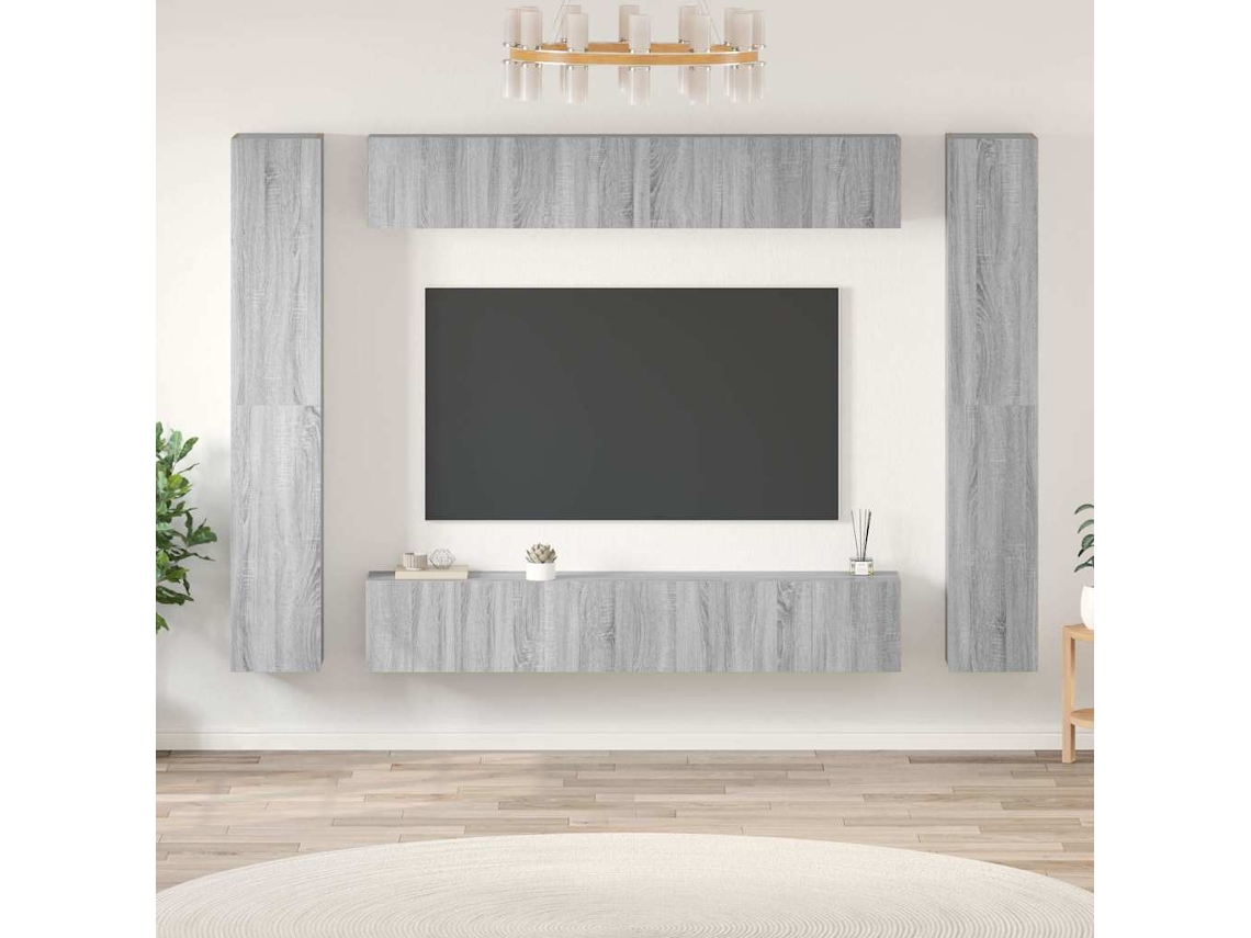 Vidaxl Conjunto Móveis De Tv 10 Pcs Madeira Processada Sonoma Cinza