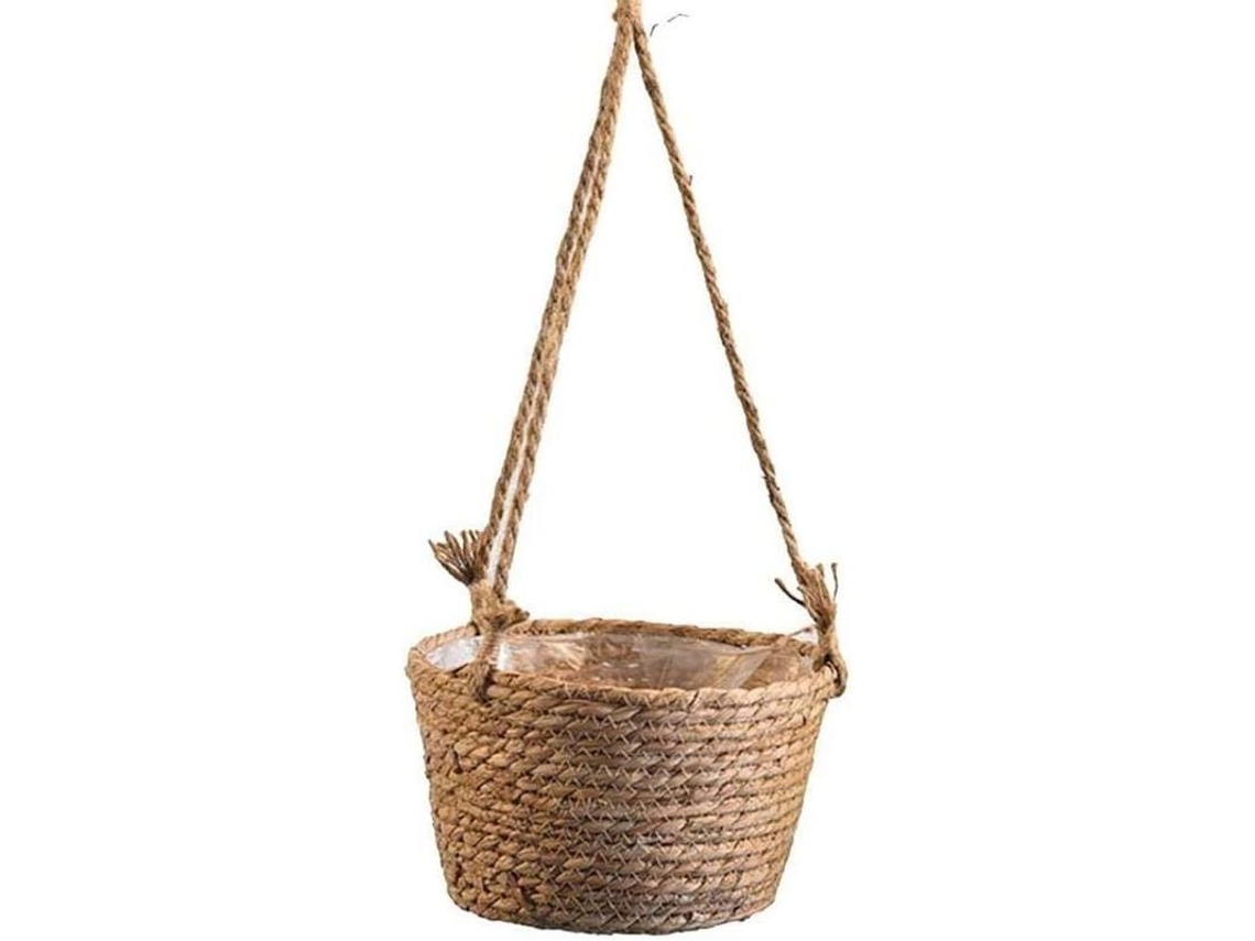 Maceta De Tejido Colgante Para Plantas, Maceta De Pared Con Cadena, Contenedor De Fibra Vegetal Estilo Retro