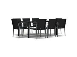 Garden Dining Set, Garden Dining Sets Vidaxl Preto Rattan / Vime (200 Cm Table Length)