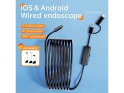 Endoscópio industrial com fio 5m-2 em 1 ios android 8 mm, câmera de smartphone 1m/2m/5m/10m tipo c hd 960p, boroscópio de inspeção de tubo com fio