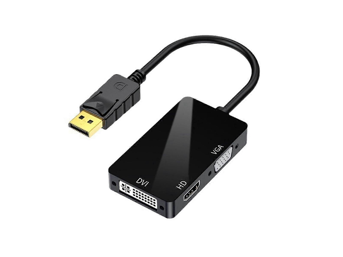 Cabo Adaptador Dp Para Vga Dvi 3 Em 1, Conversor De Vídeo Dp Um Para Três, Suporta 1080p, Ideal Para Profissionais Aquaforge