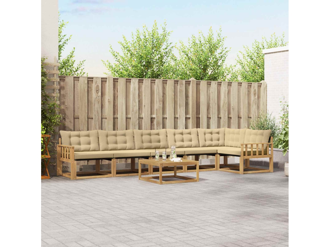Vidaxl Conjunto De Sofás Para Exterior 7 Pcs Branco E Bege