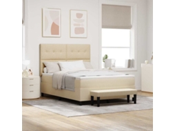 Vidaxl Cama Box Com Cabeceira Creme 140 X 190 Cm Tecido