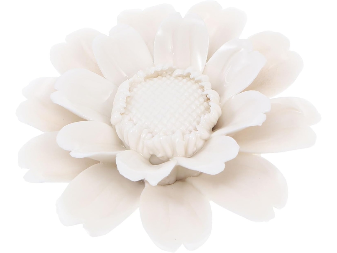 Ornamento Parede Floral Escultura Delicada Cerâmica Branca Flores Decoração Criativa Elegante Estar Quarto GOKOCO