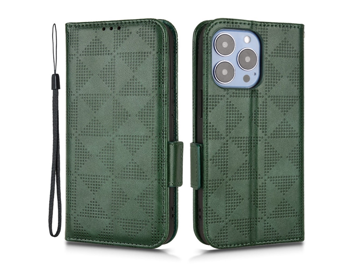 Capa Quedas Para Iphone 15 Pro Pele Sintética Verde