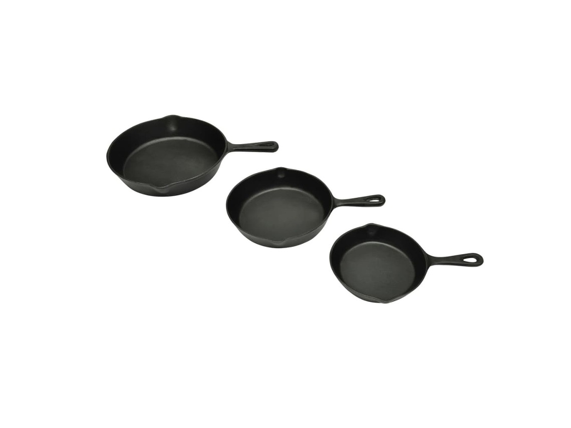 Frigideira de Ferro Fundido Conjunto de 3 Peças