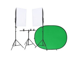 Vidaxl Kit Estúdio Fotográfico C/ Conj. De Iluminação E Tela De Fundo