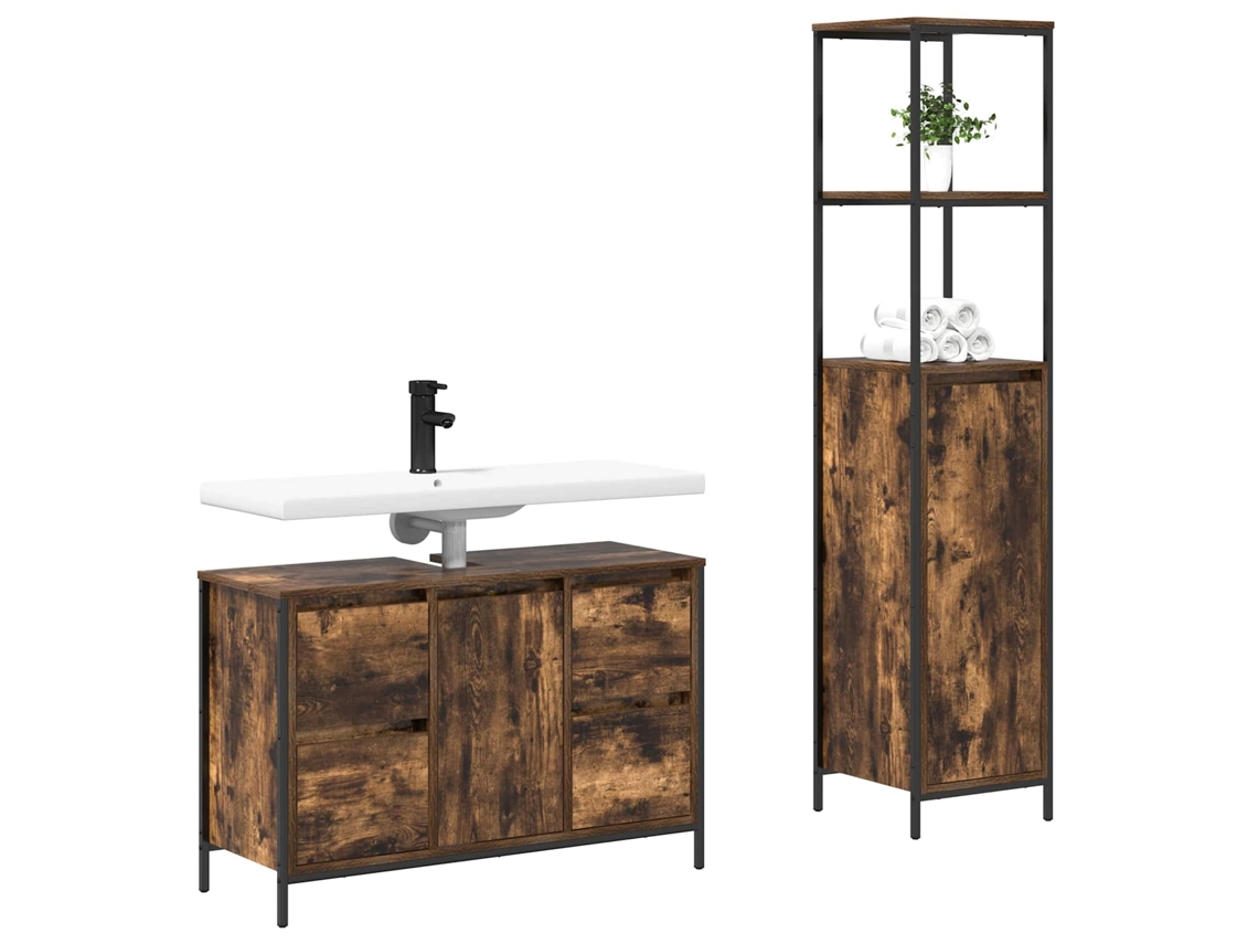 Conjunto de Móveis para Banheiro 2 Pcs em Madeira Processada MAISON EXCLUSIVE