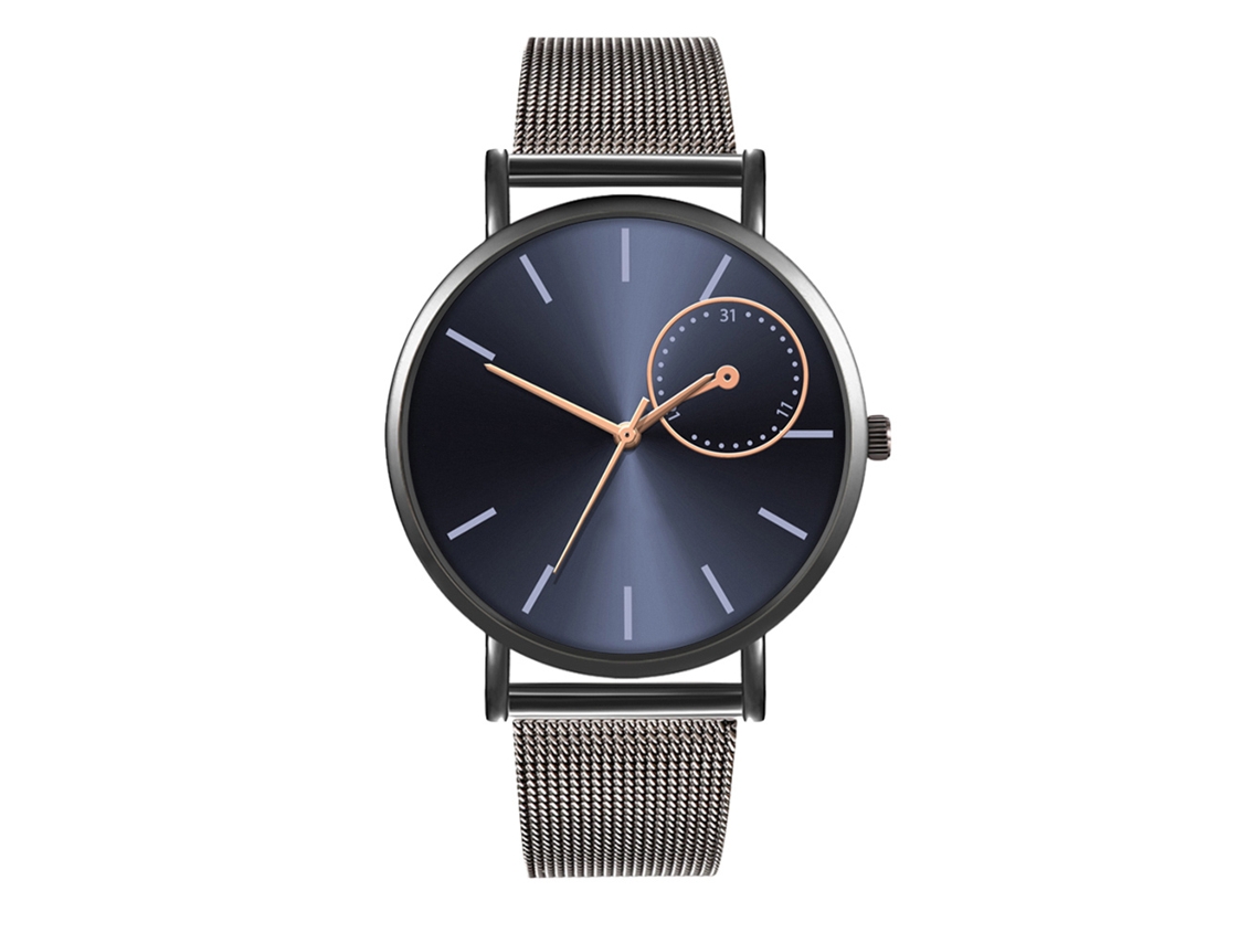 Reloj De Moda Para Parejas Con Correa De Malla Dial Redondo Cuarzo Unisex