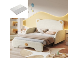 Cama Dupla 140x110 Cm E 140x200 Cm Cama Infantil Em Forma De Urso, Extensível, Com Colchão De Espuma Bege Estilo