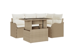 Conjunto 5 Móveis De Jardim Vidaxl Bege Vime Pe (177,5 X 122,5 X 85 Cm)