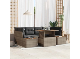 Vidaxl Conjunto De Sofá De Jardim 9 Unid. Cinza E Marrom