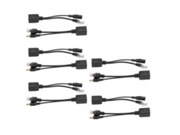 5 Pares Splitter Adaptador Inyector Poe Dc12v Para Cámara Ip Ethernet Negro