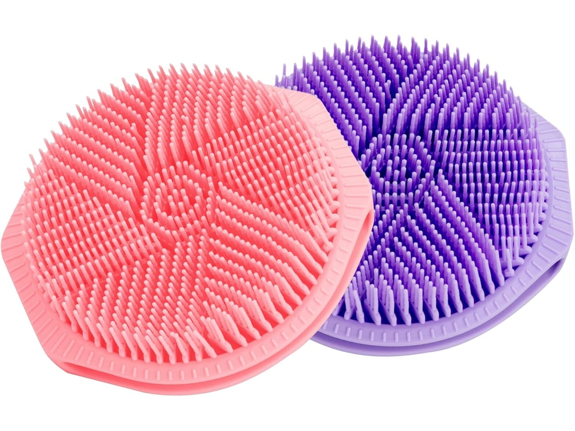 Conjunto De 2 Escovas Silicone Dupla Face Vicasky Para Banho, Escova Esfoliante Corporal Para Costas E Pele Sensível