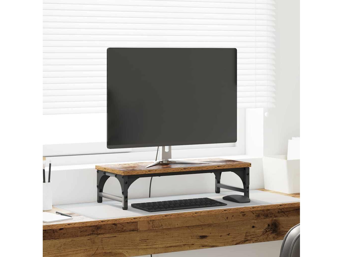 Vidaxl Suporte Para Monitor Madeira Antiga 55 X 23 X 14 Cm