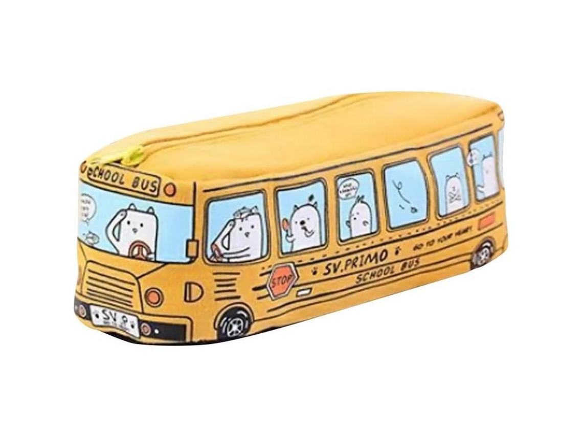 2026rebe estuche de Lápices Linjou Canvas Autobús Escolar, Billetera Con Cremallera (amarillo)