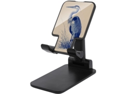 Garça Azul Grande Em Pé Na Grama Alta, Suporte Dobrável E Ajustável Para Celular Mesa