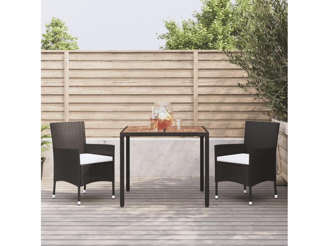 Garden Dining Set, Garden Dining Sets Vidaxl Preto Rattan / Vime (mesa Com 90 Cm De Comprimento)