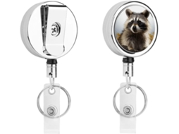 Porta Crachás De Metal Guaxinins Peludos, Retráteis, Clipes De Crachá Resistentes, Chaveiro, Porta Cartão De