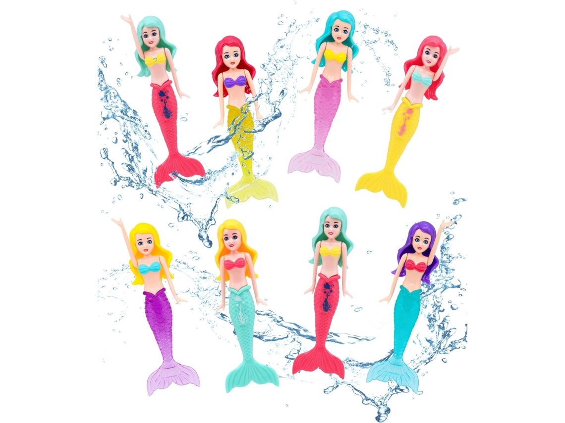Conjunto de Brinquedos para Piscina com 8 Sereias Mergulhadoras, Torpedos de Mergulho, Presente para Crianças AQUAFORGE (8 Sereias)