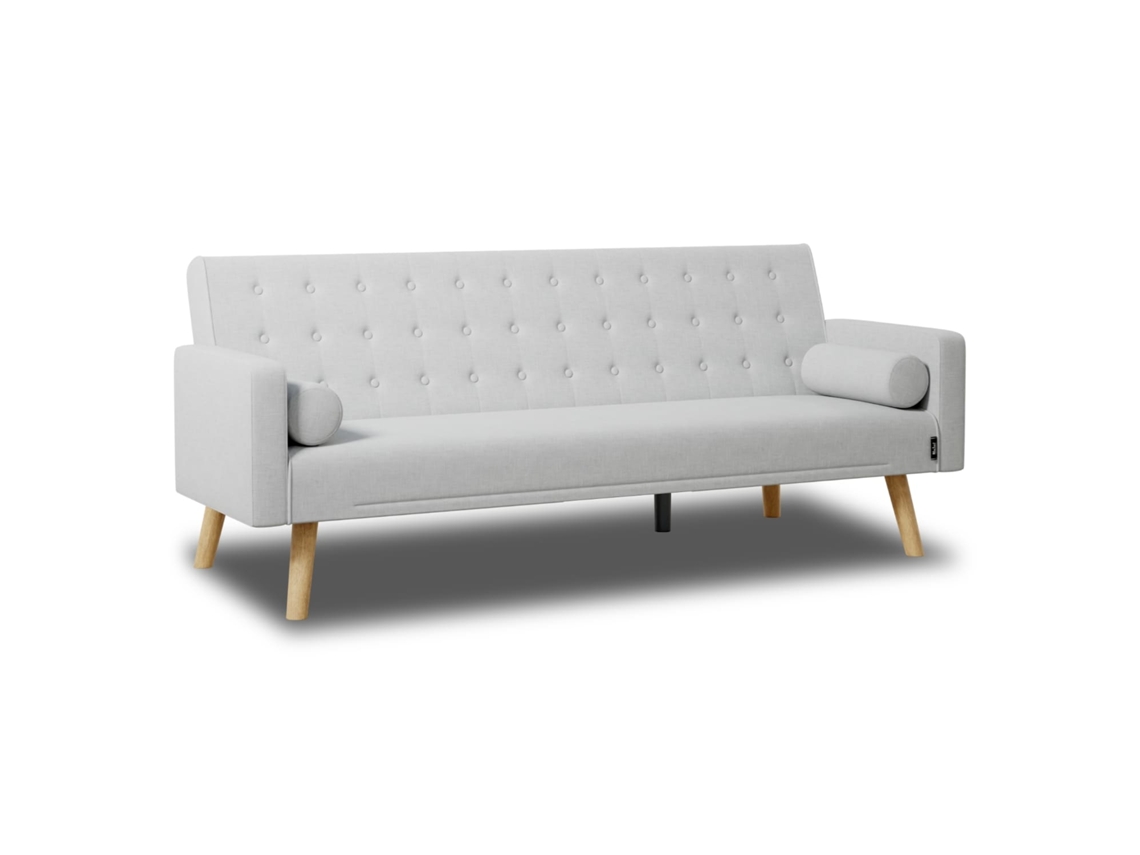 Sofá Cama Cinza NALUI One Dots 3 Lugares Acolchoado