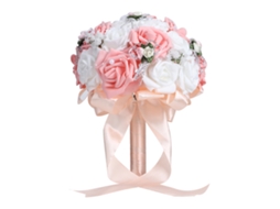 Buquê Artificial de Casamento com Pérolas e Flores de Seda | S/MARCA