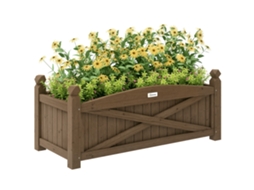 Jardineira de Madeira Elevada para Horta Externa com Furos de Drenagem, 90 X 39 X 37 Cm, Marrom Escuro CHEZMOI