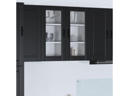 Vidaxl Armário De Vidro Para Parede Porto 2 Unid. Preto